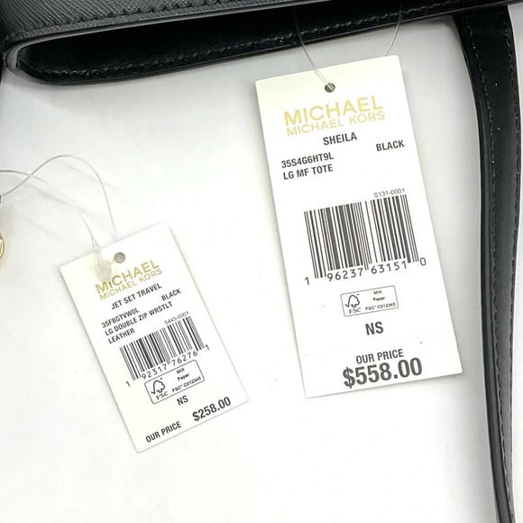 Michael Kors Bag Large Sheila Mf Tote Bag & Large Double Zip Wallet Black/Gold - Picture 10 of 10